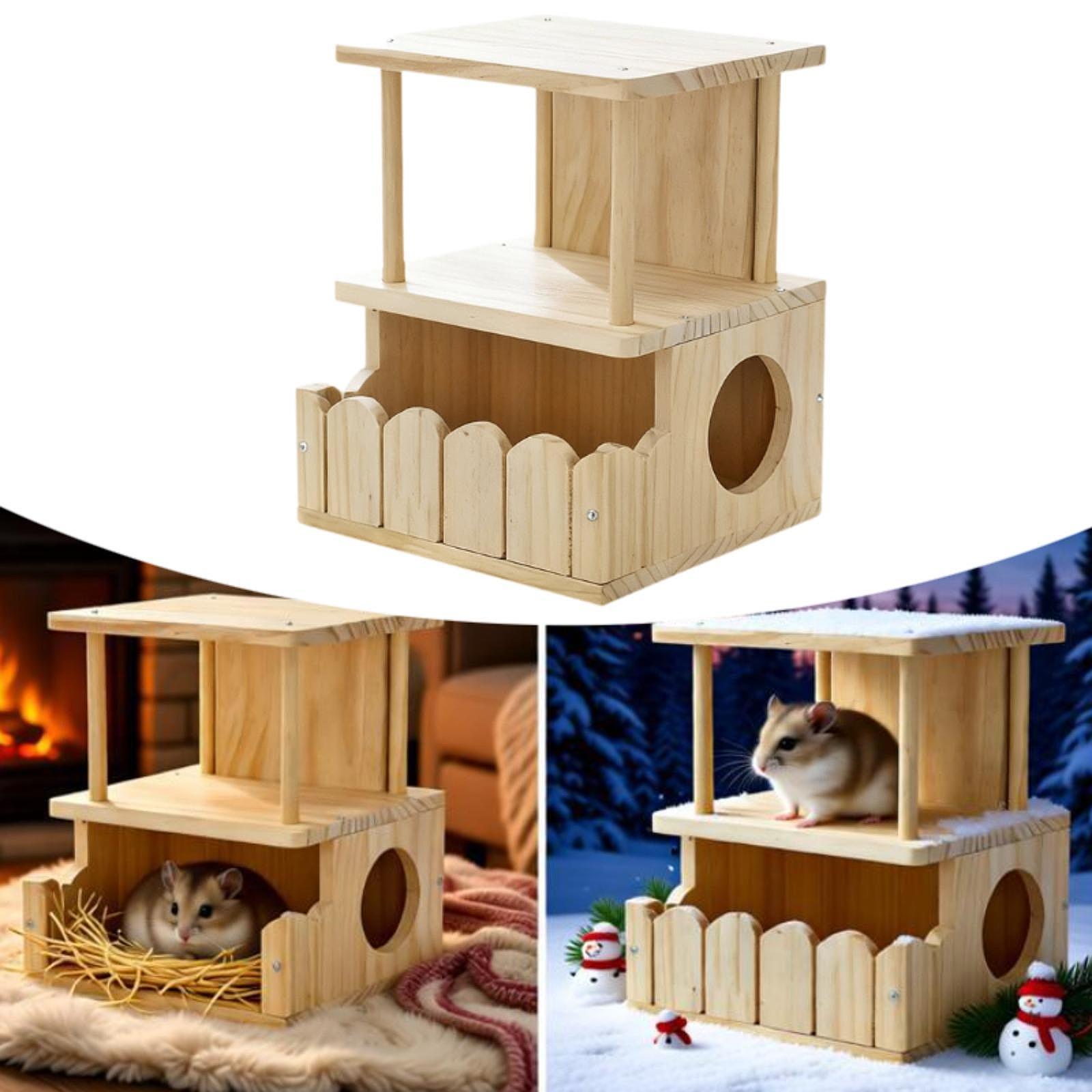Home Decor Habitat - Chinchillas Pet Cabin Ventilated Wooden Hideaway