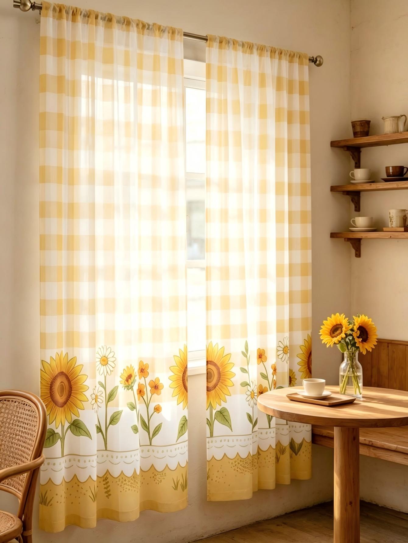 2PCS Digital Print Sheer Curta - огляд і ціна Home Decor Wall Panels