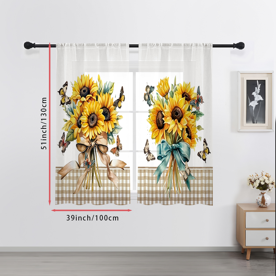2PCS Digital Print Sheer Curta - огляд і ціна Home Decor Wall Panels