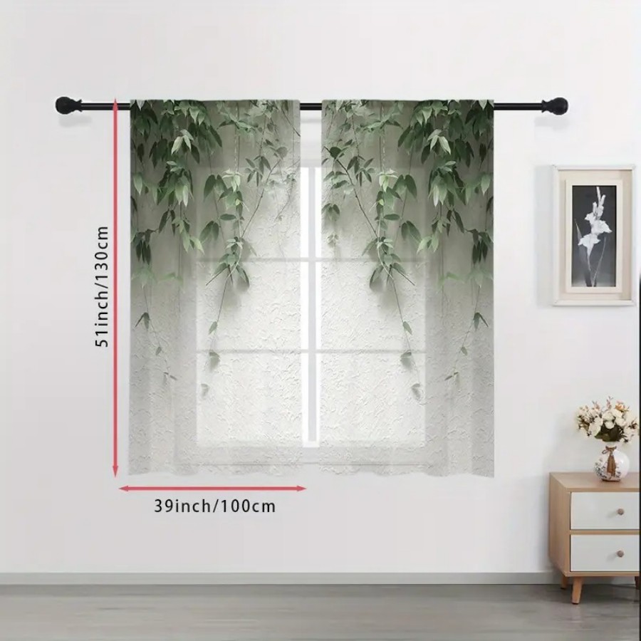2PCS Digital Print Sheer Curta - огляд і ціна Home Decor Wall Panels