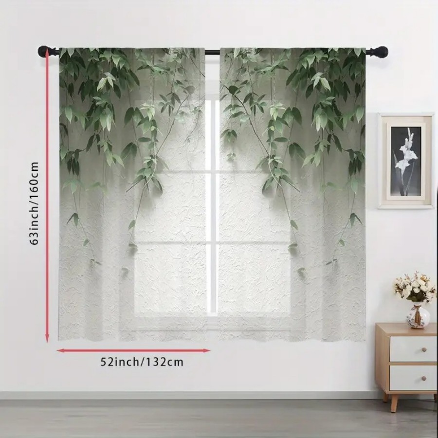 2PCS Digital Print Sheer Curta - огляд і ціна Home Decor Wall Panels